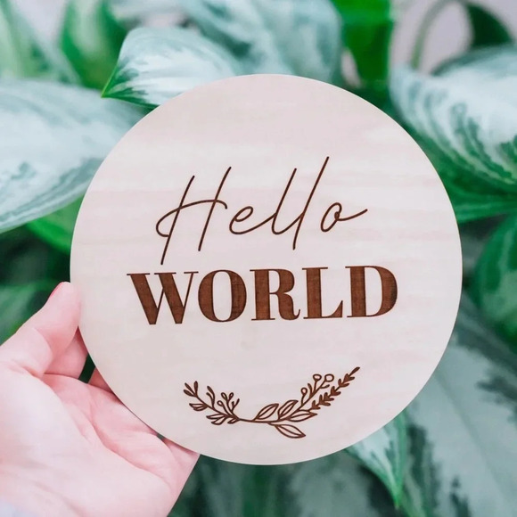 Hello World Baby Birth Announcement Sign - Picture 3 of 6